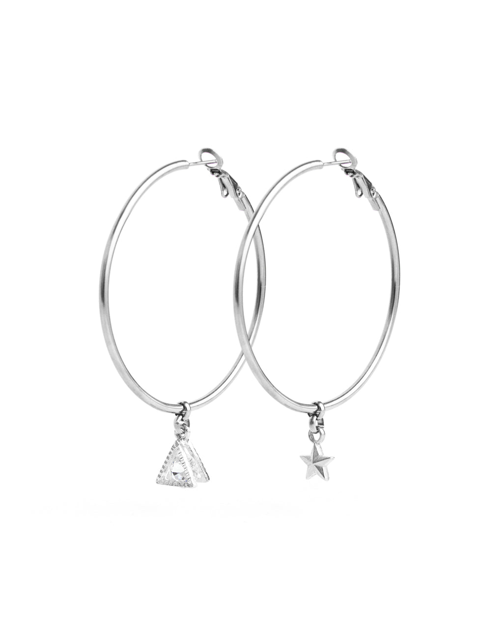 Starlight | Silver Star Crystal Hoop Earrings