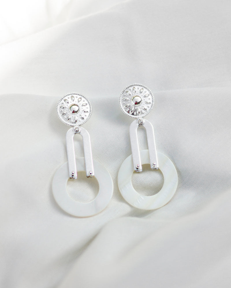 Akumal | Silver Nacre Statement Earrings