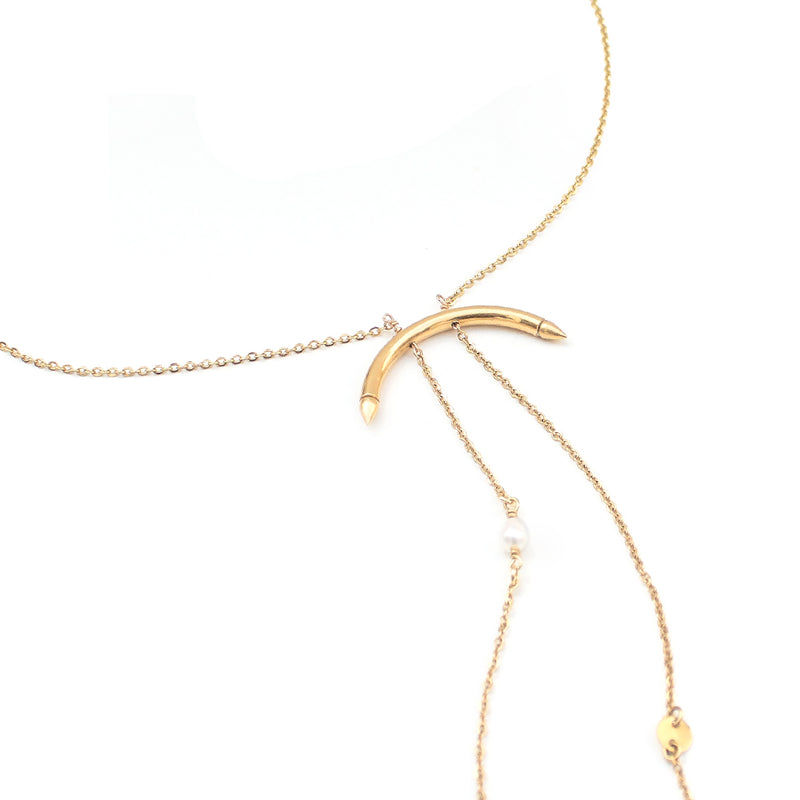 Aries | Lariat Gold Pearl Necklace