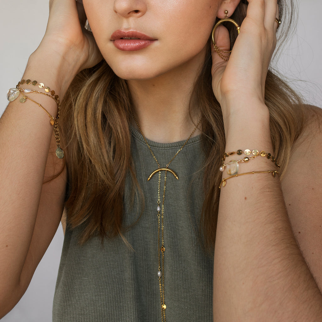 Aries | Lariat Gold Pearl Necklace
