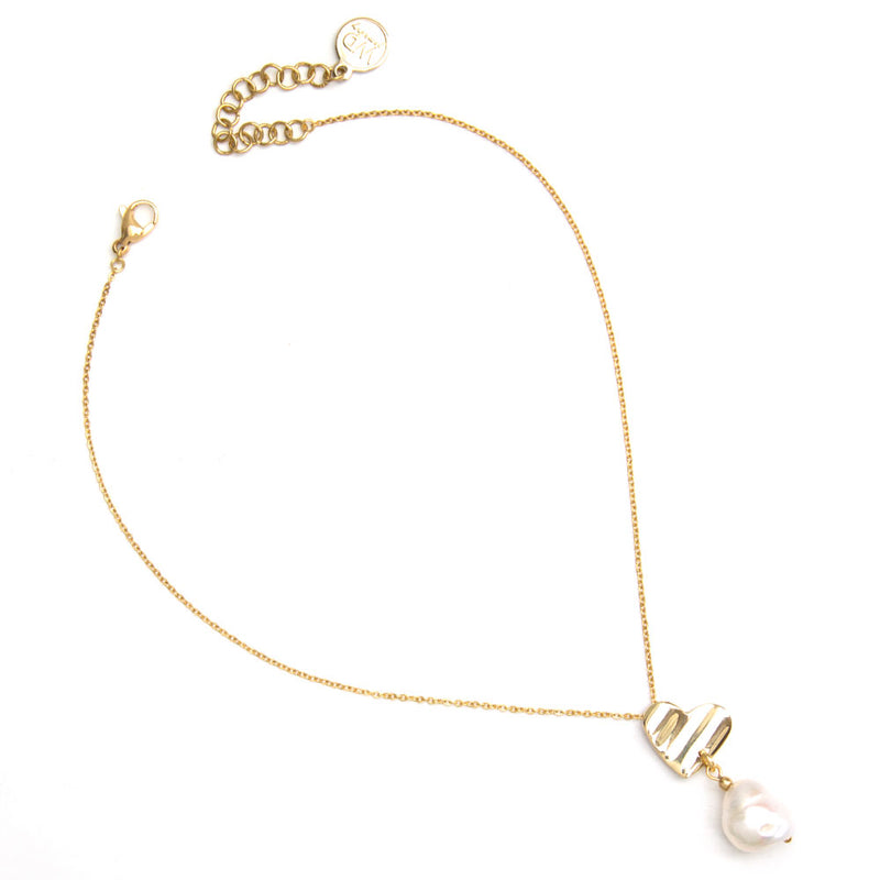 Romeo | Gold Heart Pearl Necklace
