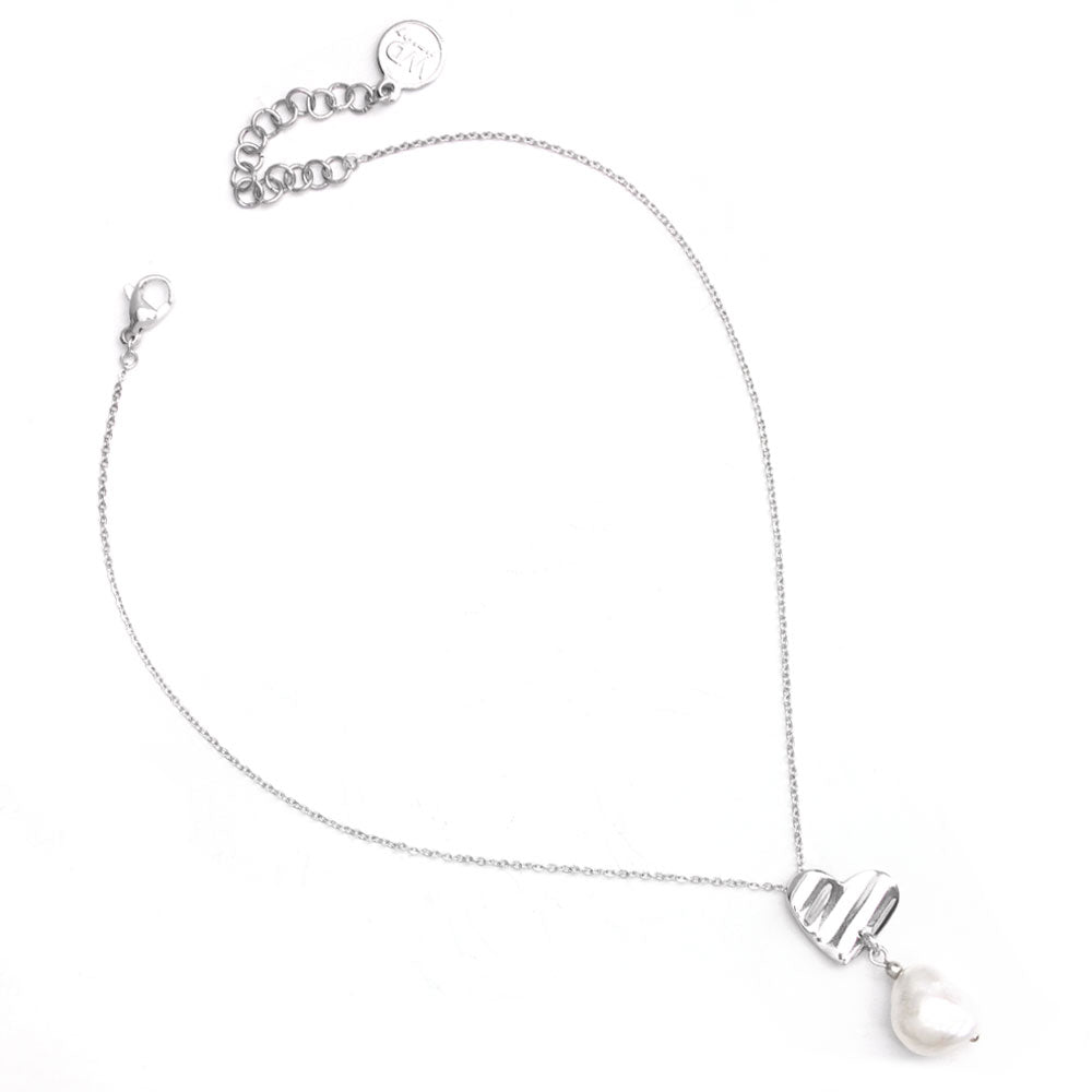 Romeo | Silver Heart Pearl Necklace