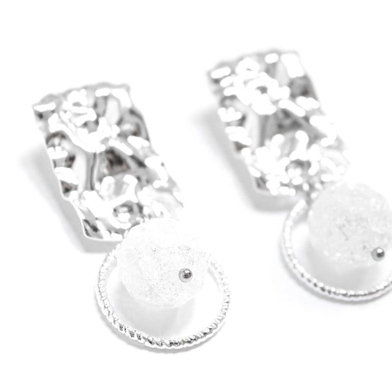 Sylvia | Silver Hammered Pendant Earrings